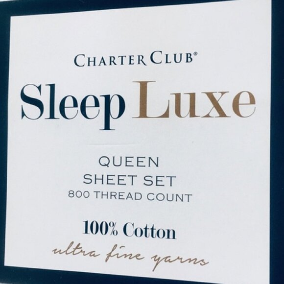 new WISTERIA Charter Club Sleep Luxe 800 TC 100% Cotton Sateen QUEEN Sheet Set - Picture 2 of 9